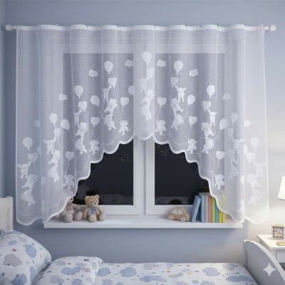 Hotová záclona s řasící stuhou Balónky bílá - 220 x 120 cm – Hledejceny.cz