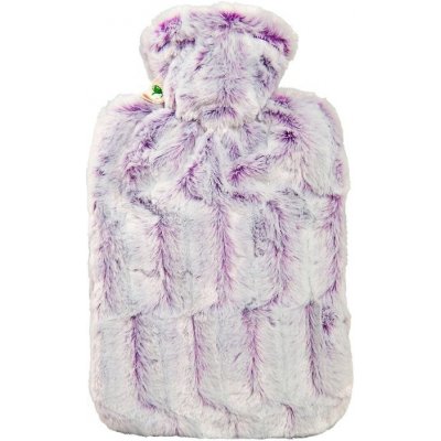 HUGO FROSCH Termofor CLASSIC z umělé kožešiny s podšívkou, ohřívací lahev 1,8 l, fialovo/stříbrný – Sleviste.cz