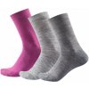 Devold DAILY light set ponožek 3 páry šedá růžová