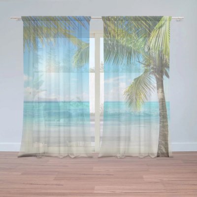 Záclony Pláž s palmami: 2 ks - 150x250 cm - Sablio – Hledejceny.cz