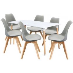 IDEA nábytek Jídelní stůl 160 x 90 QUATRO + 6 židlí QUATRO šedé