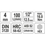 Compass Nástavec prodloužený 1/2" bit Imbus H4 YT-04390 – Zboží Dáma