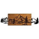Asir | Nástěnná dekorace 93x29 cm hory dřevo/kov | AS1635 – Zboží Dáma