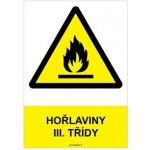 HOŘLAVINY III. TŘÍDY - bezpečnostní tabulka, plast A4, 0,5 mm – Sleviste.cz