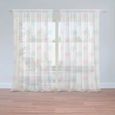 Sablio Záclony růžové a modré hvězdy: 2ks 150x250cm – Hledejceny.cz