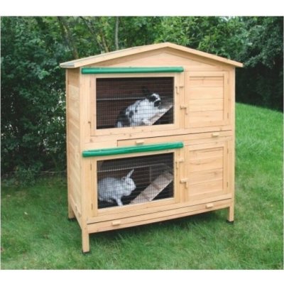 Huka Natura králíkárna dvoupatrová 116 x 111 x 65 cm šedo-zelená – Zboží Dáma