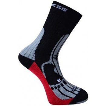 Progress MERINO turistické ponožky černá šedáčervená