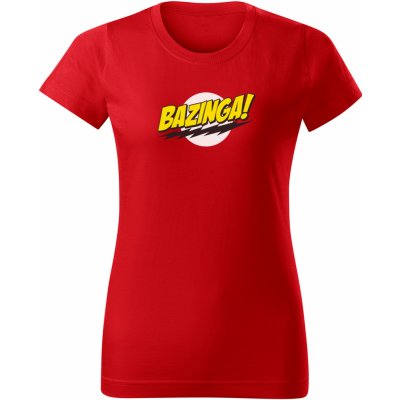 Dámské tričko Bazinga Teorie velkého třesku červená – Zboží Mobilmania