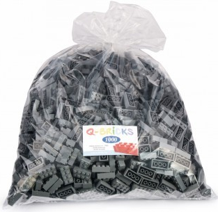 Q-bricks kostky 4x2 tmavě šedé 1000 ks