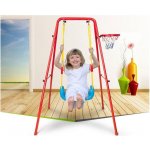 KIK KX7936 kovová houpačka s baketbalovým košem 2v1 modrá – Zboží Dáma