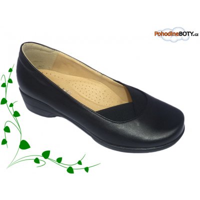 Aldex 1738 Dámské kožené mokasíny na klínku černé – Zboží Mobilmania
