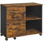 Vasagle Pojízdná kancelářská skříňka 80 x 66 x 40 cm hnědá černá – Zboží Dáma