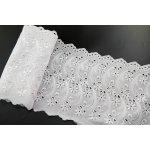 Madeira - květinové zdobení - bílá - šířka 13,5 cm – Zboží Dáma