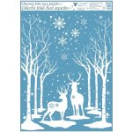 Okenní folie s glitrem 50x35cm zimní stromy – Sleviste.cz