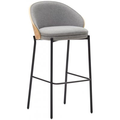 Kave Home Eamy s dřevěným opěradlem 77 cm šedá látková – Zboží Mobilmania