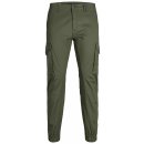 Jack & Jones pánské kalhoty JPSTPAUL Tapered Fit 12141844 Olive Night