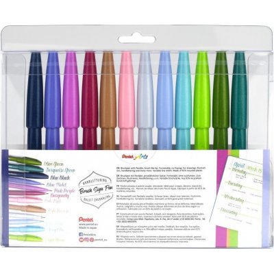 Popisovač Pentel Arts Touch Brush Sign Pen - pastel 12 ks, sada – Zboží Mobilmania