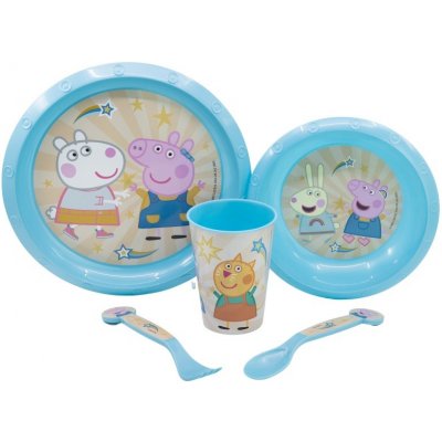STOR Dětské plastové nádobí Peppa Pig talíř miska sklenice příbor – Zboží Mobilmania
