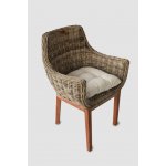 Vingo Ratanové jídelní křeslo šedo – hnědé, 67 x 64 x 90 cm – Zboží Dáma