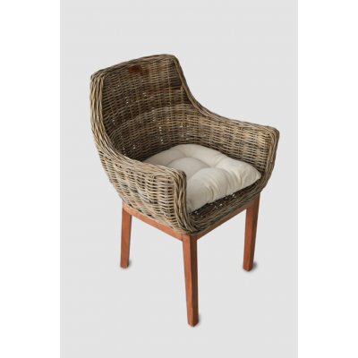 Vingo Ratanové jídelní křeslo šedo – hnědé, 67 x 64 x 90 cm – Zboží Dáma