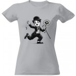 Tričko s potiskem Charlie Chaplin dámské Šedá melír – Zboží Dáma