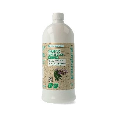 Greenatural Šampon pro mastné vlasy proti lupům šalvěj a kopřiva BIO 1 l