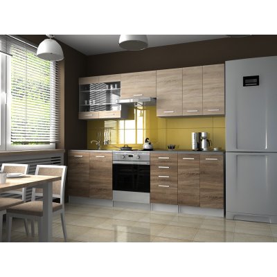 FRONTI Kuchyňská linka PAMELA 240x180 cm Sonoma/Tobacco – Zboží Dáma