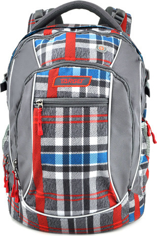 Target batoh Kostkovaný červeno-modro-šedá