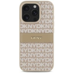 DKNY PU Leather Repeat Pattern Tonal Stripe Zadní pro iPhone 16 Pro Pink DKHCP16LPRTHSLP