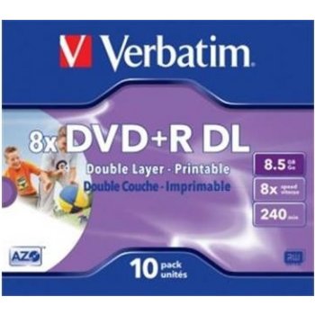 Verbatim DVD+R 8,5GB 8x, Double Layer, AZO, printable, jewel, 10ks (43665)