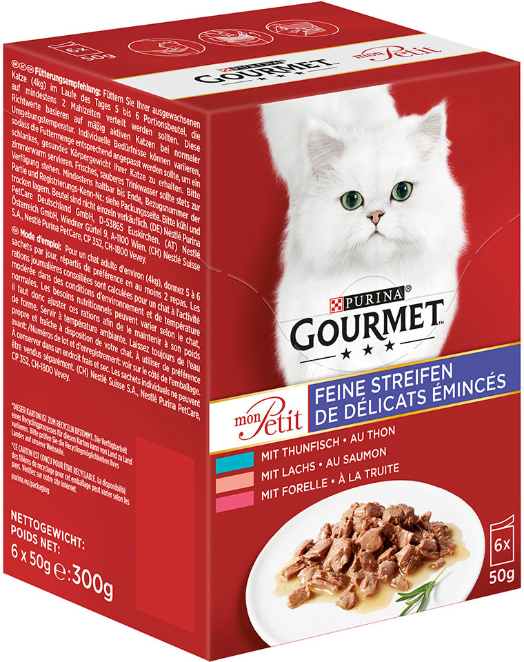 Gourmet Mon Petit Cat tuňák losos pstruh ve šťávě 6 x 50 g