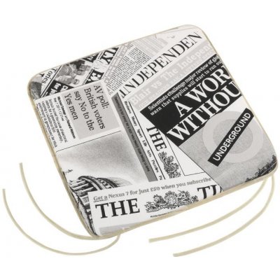 Bellatex Sedák EMA hladký Noviny černá, bílá 40x40 cm – Zboží Mobilmania