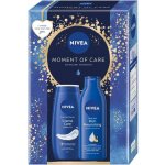 Nivea Moment of Care Creme Care sprchový gel 250 ml + Nivea Rich Nourishing tělové mléko 250 ml + dárková sada – Sleviste.cz