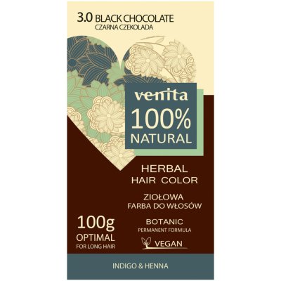 Venita 100% Natural bylinné barvivo na vlasy 3.0 chocolate black 100 g