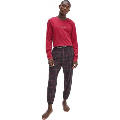 Calvin Klein NM2178E pánské pyžamo dlouhé červeno černé – Zboží Mobilmania