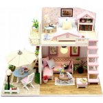 Aga Domeček pro panenky dvoupatrový dřevěný model k sestavení LED diody – Zboží Dáma