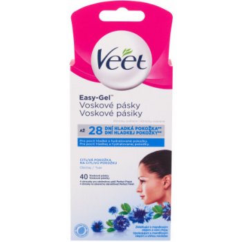 Veet Easy-Gel Wax Strips Sensitive Skin 40 ks depilační pásky na obličej