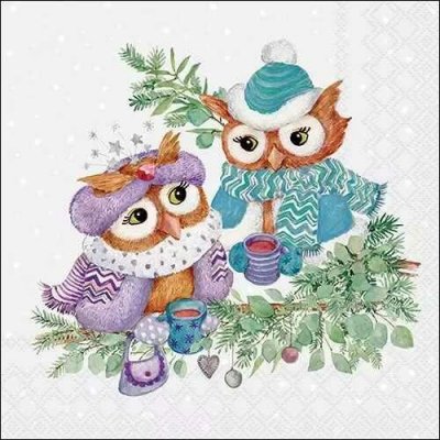 Ambiente Europe BV Ubrousek 33x33cm Vánoční sovičky – Zboží Dáma