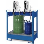 Výdejní stanice na olej s vanou pro 2 sudy,2x pneum. čerpadlo,navíječ hadice10m, pistole,počítadlo – Sleviste.cz