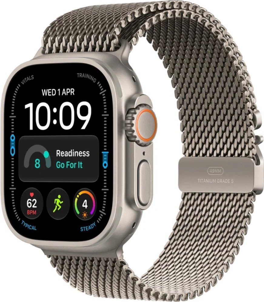 Apple Watch Ultra 4 49mm pÅ™Ã­rodnÃ­ titan s pÅ™Ã­rodnÃ­m titanovÃ½m milÃ¡nskÃ½m tahem S MJA84QC/A na Heureka.cz