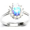 Prsteny Čištín stříbrný Kate světle modrý syntetický opál čiré zirkony T 1480