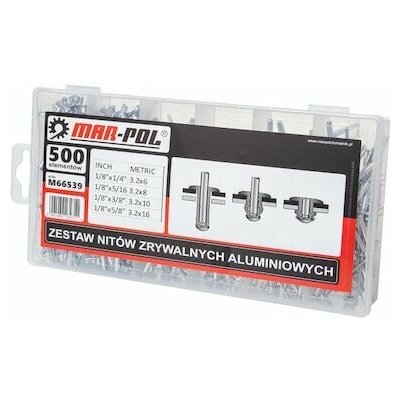 MAR-POL Trhací nýty 3,2 mm, sada 500 ks - M66539 – Hledejceny.cz