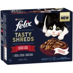 Felix Tasty Shreds s hovězím kuřetem kachnou krůtou ve šťávě 12 x 80 g – Sleviste.cz