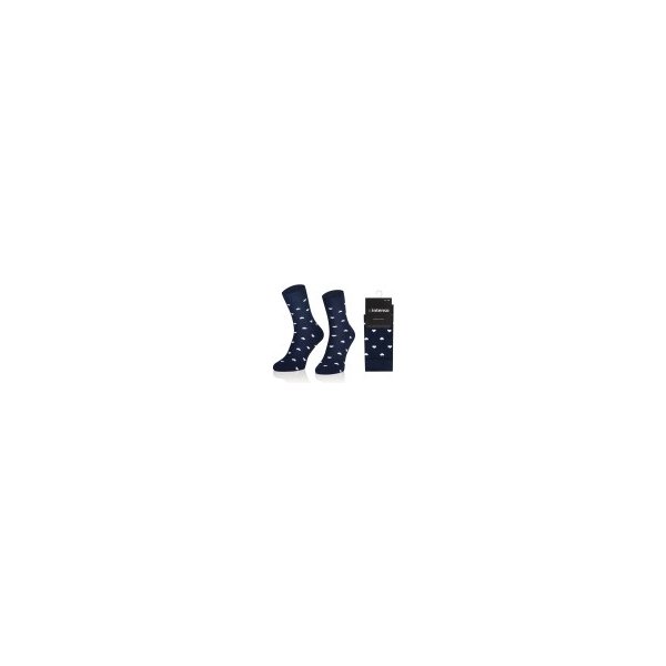  Intenso elegantní pánské vysoké ponožky Vzor 6 Srdíčka tmavě modré