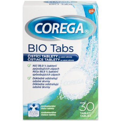 Corega Bio Tabs čistící tablety na zubní náhrady 30 ks – Zbozi.Blesk.cz