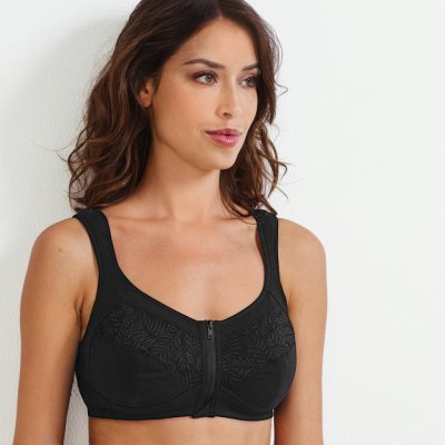 podprsenka pro ženy po operaci prsu, vpředu na zip, bez kostic černá p – Zboží Dáma