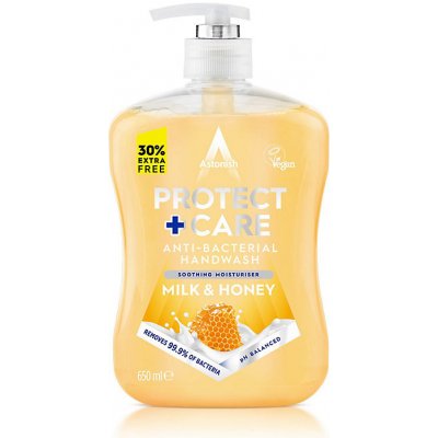 Astonish Care+ Protect mýdlo na ruce mléko a med 600 ml