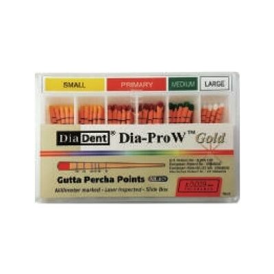 DiaDent Čepy gutaperčové speciální Dia-ProW Gold ML168-S691 - Sort.: - malá/primární/medium/velká – Hledejceny.cz