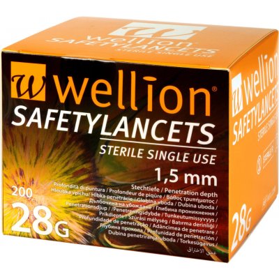 WELLION SAFETY LANCETS 28G JEDNORÁZOVÉ BEZPEČNOSTNÍ LANCETY 28G, 100KS – Zboží Dáma