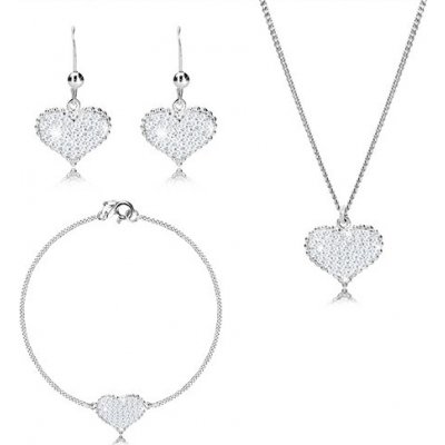 Šperky eshop souměrné srdce se zirkony sériově napojovaný řetízek R43.09